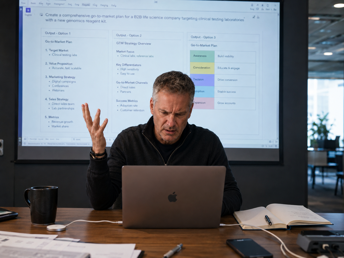 Executive frustrated by inconsistent AI-generated go-to-market plans